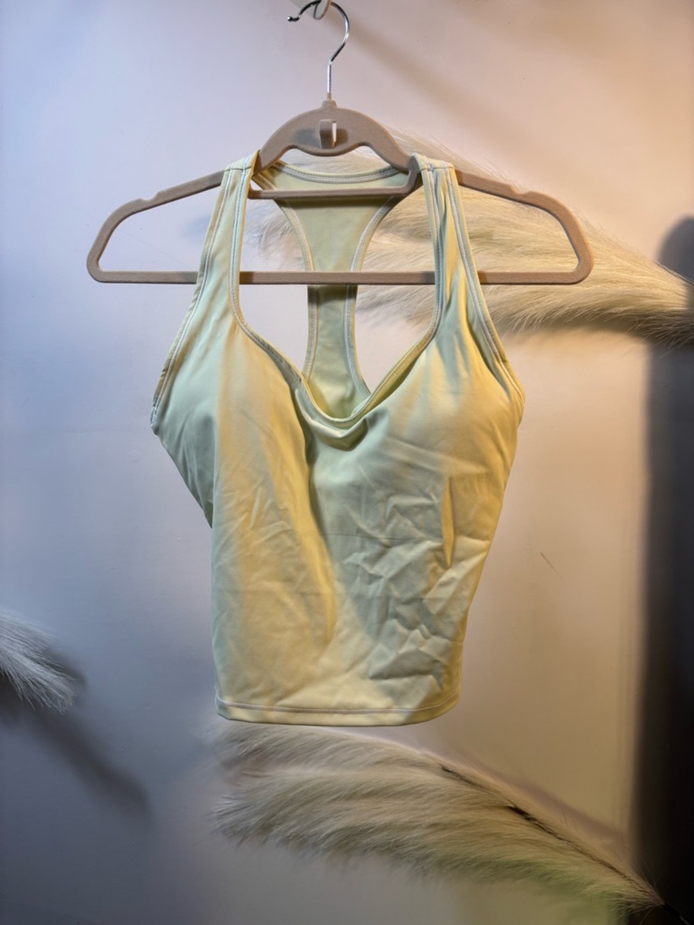 (#162) Women's Light Yellow Racerback Stretch Tank Top